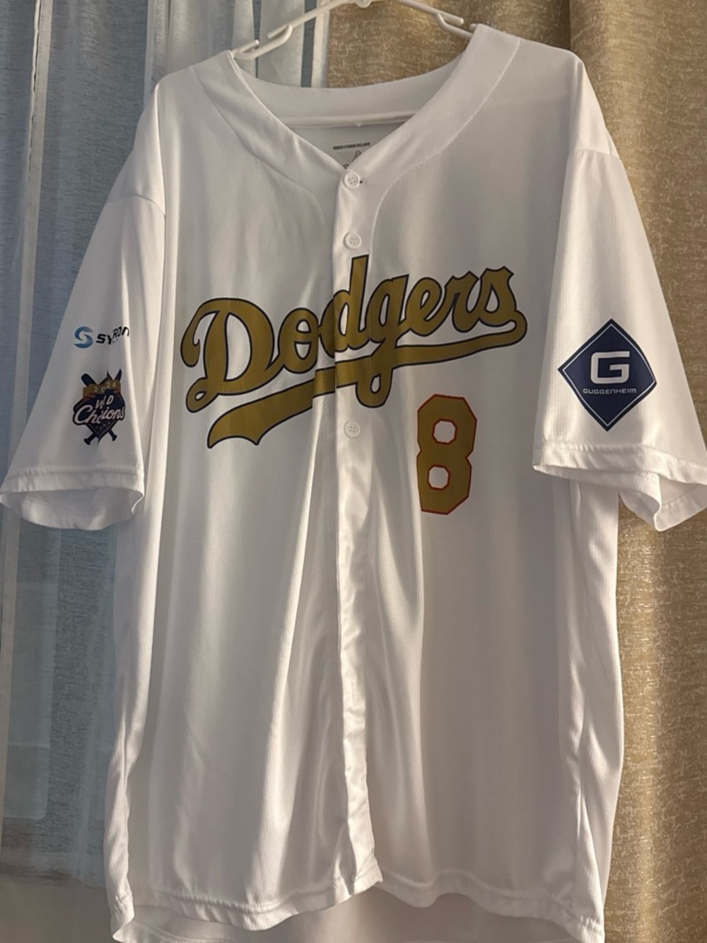 Los Angeles Dodgers White Gold Script Jersey #8